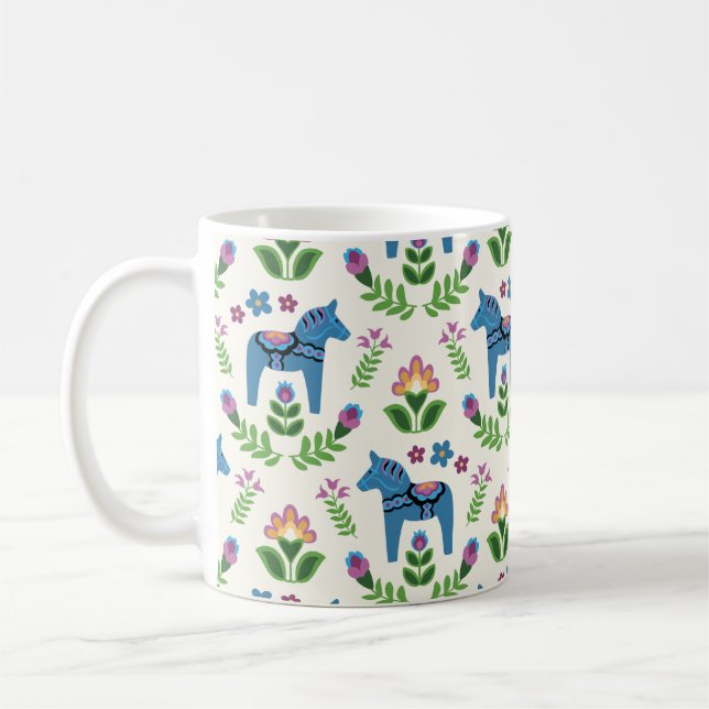 Schwedisch Dala Horses Blue Kaffeetasse (Links)