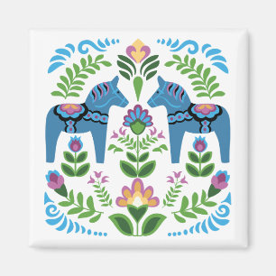 Schwedisch Dala Horses Blue Magnet