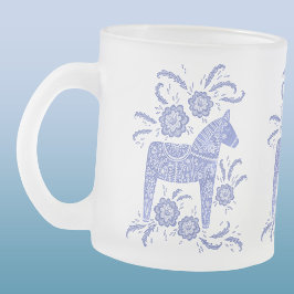 Schwedisch Dala Horses Periwinkle Blue und White Mattglastasse