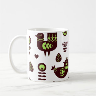 Schwedisch Dänische Vintage-Folklore-Tulpen-Vogel- Kaffeetasse