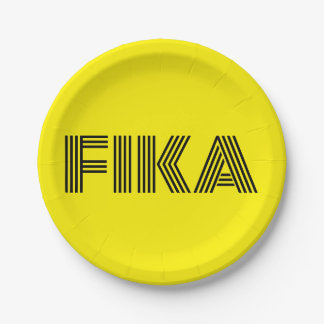 Schwedisch Fika Gelb und Schwarz Pappteller
