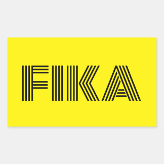 Schwedisch Fika Gelb und Schwarz Rechteckiger Aufkleber