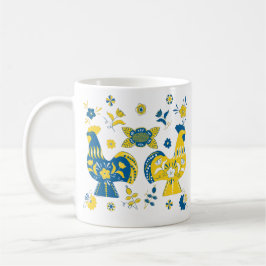 Schwedisch Folk Dala Rooster l Blue und Yellow Kaffeetasse