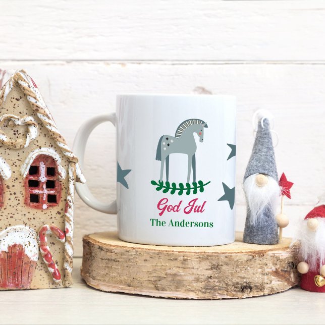 Schwedisch Frohe Weihnachten Dala Horse 2 Kaffeetasse (Von Creator hochgeladen)