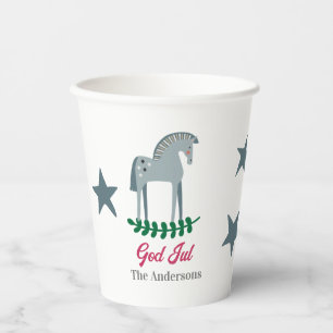 Schwedisch Frohe Weihnachten Dala Horse 2 Pappbecher