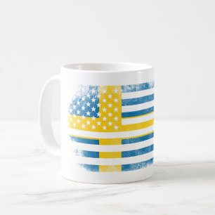 Schwedische amerikanische Flagge   Schweden und Kaffeetasse
