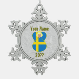 Schwedische Angelflagge Blonde Hair Schneeflocken Zinn-Ornament