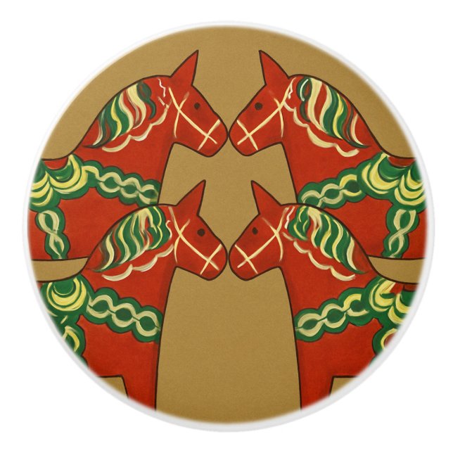 Schwedische Dala Horse Cotattcore Keramikknauf (Vorderseite)