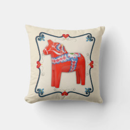 Schwedische Dala Horse Folk Kunst Gerahmt Kissen