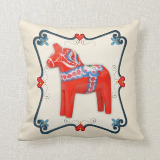 Schwedische Dala Horse Folk Kunst Gerahmt Kissen
