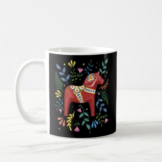 Schwedische Dala Horse Folk Schweden Flagge Dalahe Kaffeetasse (Links)