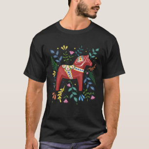 Schwedische Dala Horse Folk Schweden Flagge Dalahe T-Shirt