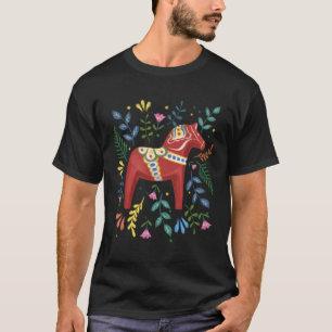 Schwedische Dala Horse Folk Schweden Flagge Dalahe T-Shirt