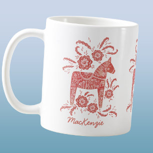 Schwedische Dala Horse Red Personalisiert Coffee T Kaffeetasse