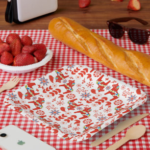 Schwedische Dala-Pferd-Weihnachtsteller   Skandina Pappteller