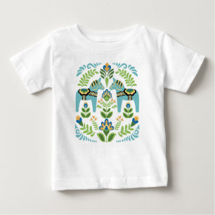 Schwedische Dala Pferde Aquamarin Baby T-shirt