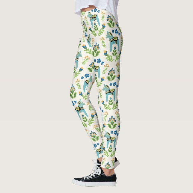 Schwedische Dala Pferde Aquamarin Leggings (Links)