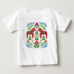 Schwedische Dala Pferde Red Baby T-shirt