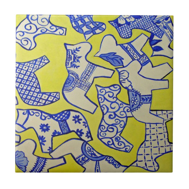Schwedische Dala Pferde Tile Fliese (Vorderseite)