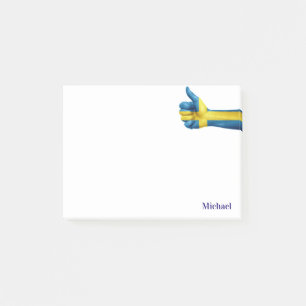 Schwedische Flagge auf der Hand Post-it Klebezettel