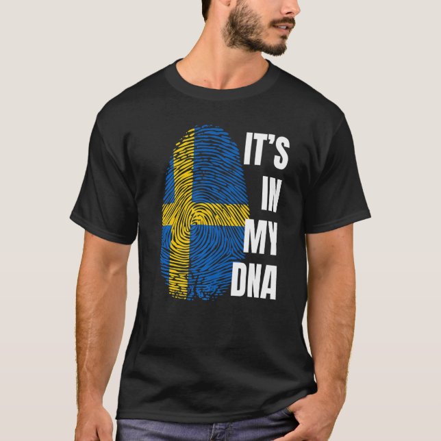 Schwedische Flagge Dna Fingerprint Schweden T-Shirt (Vorderseite)