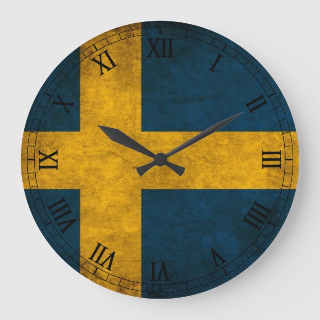schwedische Flagge Große Wanduhr (Vorderseite)