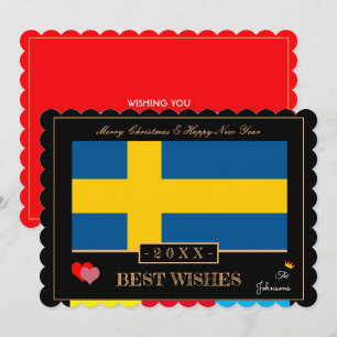 Schwedische Flagge & Happy New Year/Best Wishings Feiertagskarte