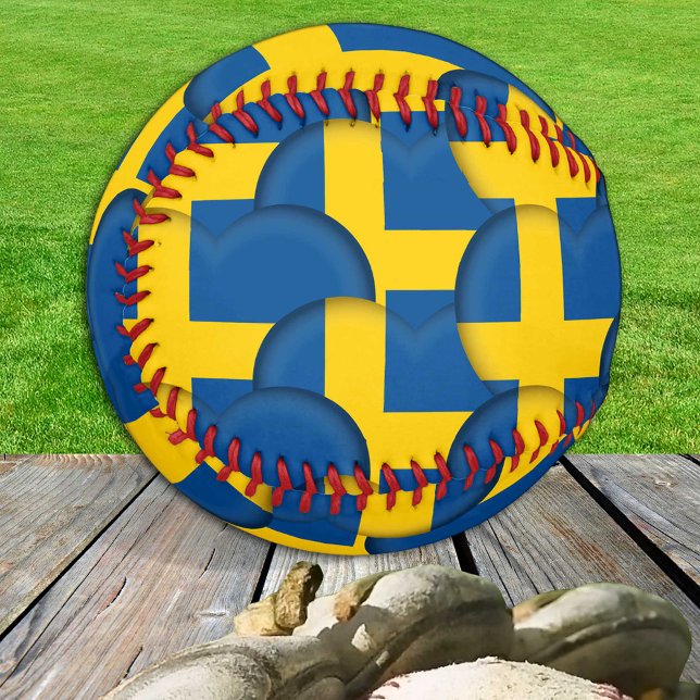 Schwedische Flagge, Herz - Baseballs, Liebe Schwed Baseball (Von Creator hochgeladen)