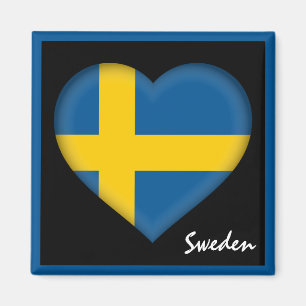 Schwedische Flagge & Herz, Urlaub in Schweden / Sp Magnet
