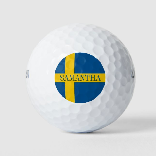 Schwedische Flagge mit individuelle Name Golfball (Vorderseite)
