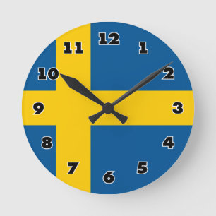 Schwedische Flagge - Runde Wanduhr