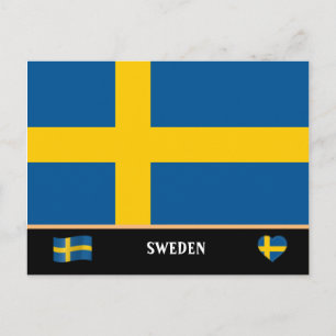 Schwedische Flagge & Schweden Reise / Schweden Postkarte