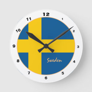 Schwedische Flagge & Schweden trendige Home / Desi Runde Wanduhr