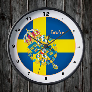Schwedische Flagge & Schweden Trendmode /Design Runde Wanduhr