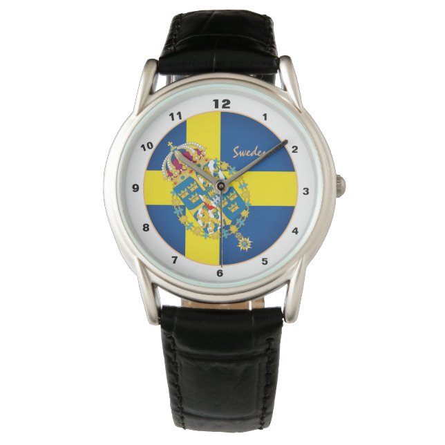 Schwedische Flagge & Schweden trendy Mode /design  Armbanduhr (Vorderseite)