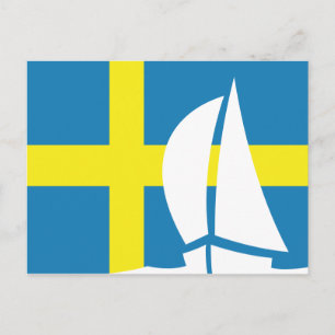 Schwedische Flagge Segelboot Schweden nautisch Postkarte