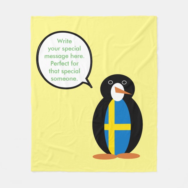 Schwedische Flagge - Vortrag von Frau Penguin Pers Fleecedecke (Vorderseite)