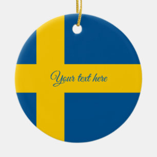 Schwedische Flagge Weihnachtsbaumverzierung für Keramikornament