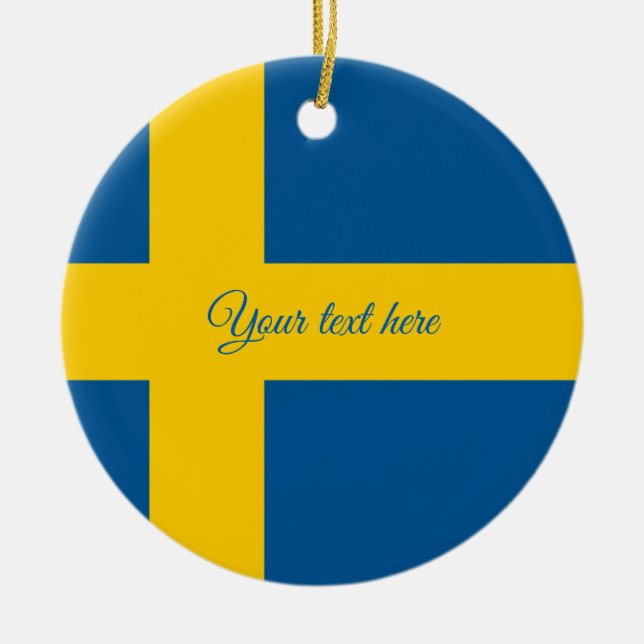Schwedische Flagge Weihnachtsbaumverzierung für Keramikornament (Vorne)