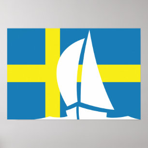 Schwedische Flaggen-Segeln-Yacht Schweden nautisch Poster