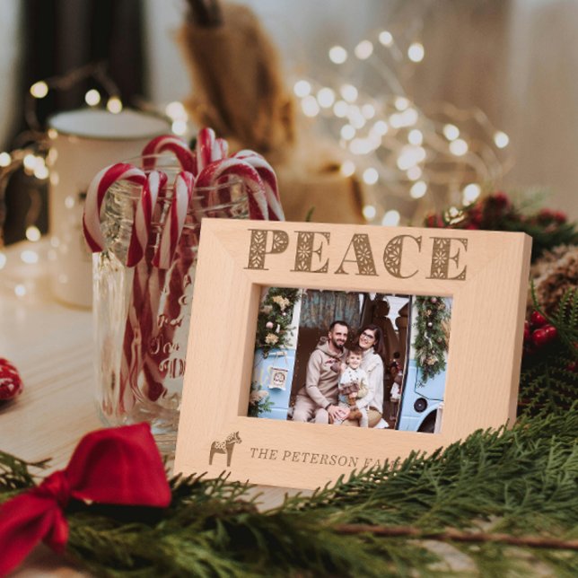 Schwedische Folk Art Peace Dala Pferd Weihnachten Geätzte Rahmen (Von Creator hochgeladen)