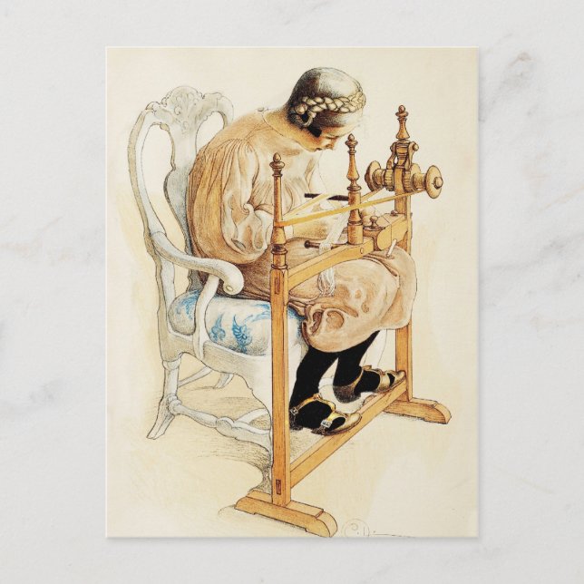 Schwedische Girl Weaving Postkarte (Vorderseite)