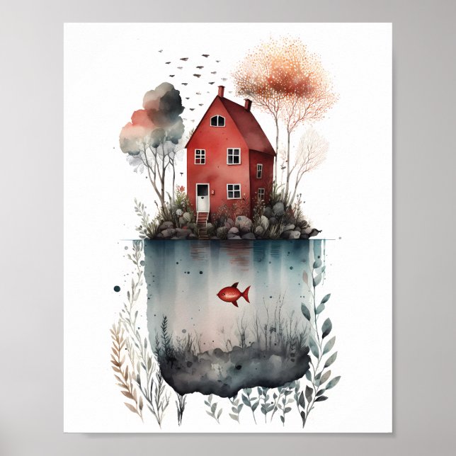Schwedische Hütte Poster (Vorne)