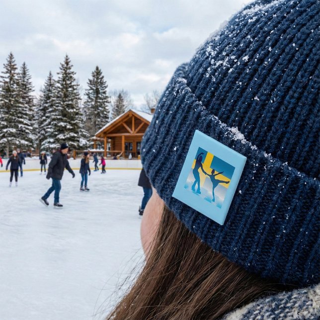 Schwedische Ice Skaten Duo Silhouette Button (Von Creator hochgeladen)