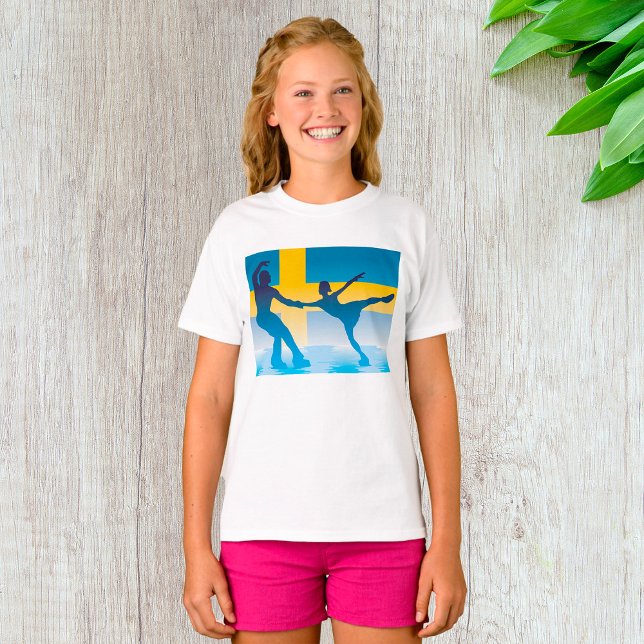 Schwedische Ice Skaten Duo Silhouette T-Shirt (Von Creator hochgeladen)