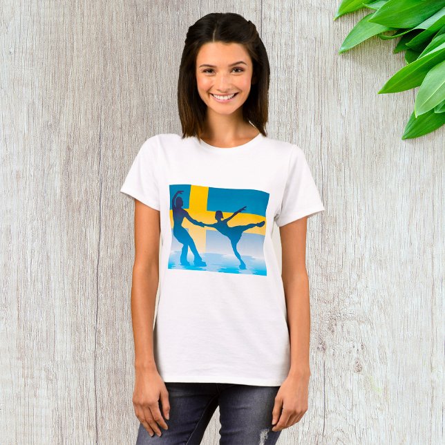 Schwedische Ice Skaten Duo Silhouette T-Shirt (Von Creator hochgeladen)
