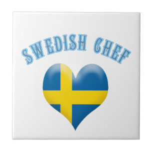 Schwedische Koch Heart Shaped Flag Schweden Fliese