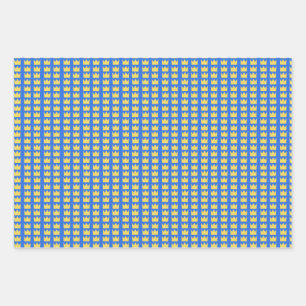 Schwedische Kronen in blau und gelb Geschenkpapier Set
