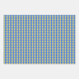 Schwedische Kronen in blau und gelb Geschenkpapier Set