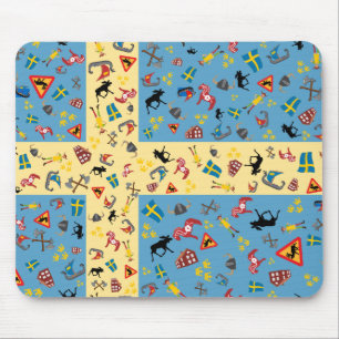 Schwedische Kultureinzelteile mit Flagge Mousepad